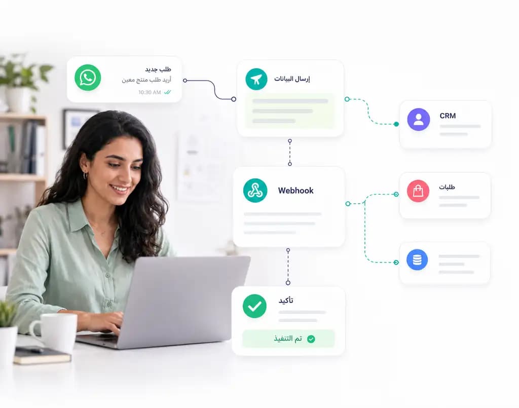 Automation flow builder for customer follow-up inside Taly: Webhook routing